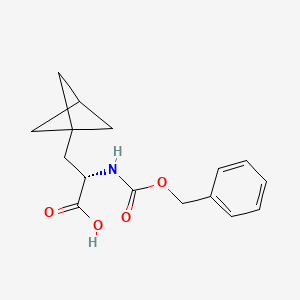 Struktur - (S)-2-(((Benzyloxy)carbonyl)amino)-3-(bicyclo[1.1.1]pentan-1-yl)propanoic acid, 97%