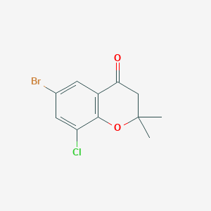 Struktur - 6-Bromo-8-chloro-2,2-dimethyl-3,4-dihydro-2H-1-benzopyran-4-one, 95%