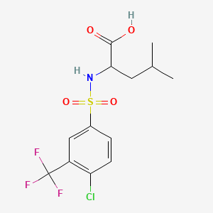 Struktur - 2-(4-Chloro-3-(trifluoromethyl)phenylsulfonamido)-4-methylpentanoic acid, 98%