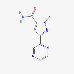 Struktur - 1-Methyl-3-(pyrazin-2-yl)-1H-pyrazole-5-carboxamide