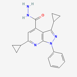 Struktur - 3,6-dicyclopropyl-1-phenyl-1H-pyrazolo[3,4-b]pyridine-4-carbohydrazide
