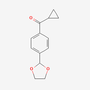 Struktur - (4-(1,3-Dioxolan-2-yl)phenyl)(cyclopropyl)methanone, Cyclopropyl 4-(1,3-dioxolan-2-YL)phenyl ketone