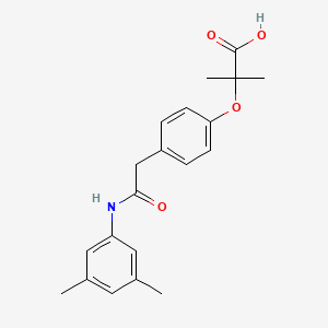 Structure - 2-(4-(2-((3,5-Dimethylphenyl)amino)-2-oxoethyl)phenoxy)-2-methylpropanoic acid, 95%