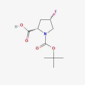Structure - (2S,4S)-1-(tert-Butoxycarbonyl)-4-fluoropyrrolidine-2-carboxylic acid, 97%