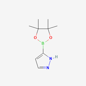 Structure - 1H-Pyrazole, 3-(4,4,5,5-tetramethyl-1,3,2-dioxaborolan-2-yl)-, 97%