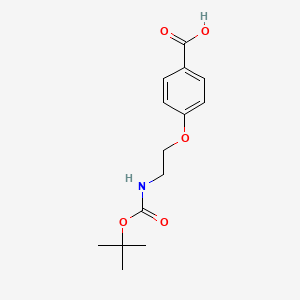 Structure - 4-(2-((Tert-butoxycarbonyl)amino)ethoxy)benzoic acid, 97%