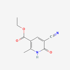 Structure - Ethyl 5-cyano-1,6-dihydro-2-methyl-6-oxo-3-pyridinecarboxylate, 95%+