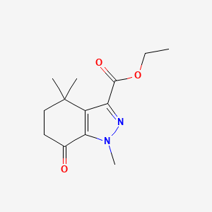 Structure - Ethyl 1,4,4-trimethyl-7-oxo-4,5,6,7-tetrahydro-1H-indazole-3-carboxylate, 96%