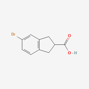 Structure - 5-Bromo-2,3-dihydro-1H-indene-2-carboxylic acid, 96%