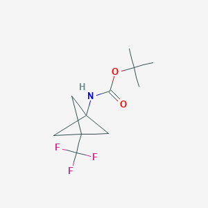 Structure - tert-Butyl (3-(trifluoromethyl)bicyclo[1.1.1]pentan-1-yl)carbamate, 98%