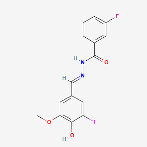 Structure - (E)-3-Fluoro-N'-(4-hydroxy-3-iodo-5-methoxybenzylidene)benzohydrazide