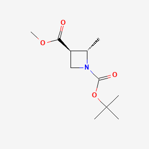 Structure - O1-tert-butyl O3-methyl (2S,3R)-2-methylazetidine-1,3-dicarboxylate, 96%