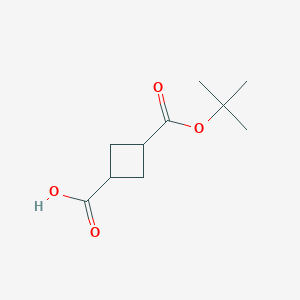 Structure - (1r,3r)-3-[(tert-butoxy)carbonyl]cyclobutane-1-carboxylic acid, 97%