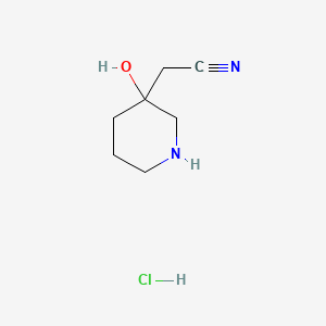 Structure - 2-(3-Hydroxypiperidin-3-yl)acetonitrile (hydrochloride), 98%