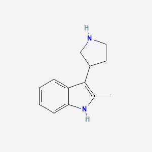 Structure - 2-Methyl-3-(pyrrolidin-3-yl)-1H-indole, 95%