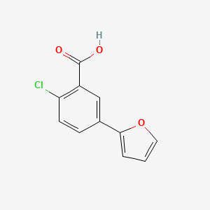 Structure - 2-Chloro-5-(furan-2-yl)benzoic acid, 97%