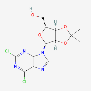 Structure - ((3aR,4R,6R,6aR)-6-(2,6-Dichloro-9H-purin-9-yl)-2,2-dimethyltetrahydrofuro[3,4-d][1,3]dioxol-4-yl)methanol, 95%