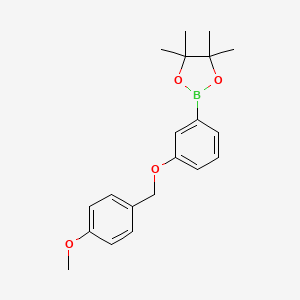 Structure - 2-(3-((4-Methoxybenzyl)oxy)phenyl)-4,4,5,5-tetramethyl-1,3,2-dioxaborolane, 95%