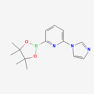 Structure - 2-(1H-Imidazol-1-yl)-6-(4,4,5,5-tetramethyl-1,3,2-dioxaborolan-2-yl)pyridine, 95%
