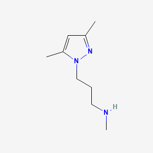 Structure - 3-(3,5-Dimethyl-1H-pyrazol-1-yl)-N-methylpropan-1-amine hydrochloride, 95+%