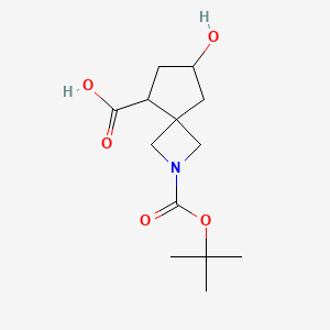 Structure - 2-(tert-Butoxycarbonyl)-7-hydroxy-2-azaspiro[3.4]octane-5-carboxylic acid, 98%