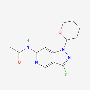 Structure - N-(3-Chloro-1-(tetrahydro-2H-pyran-2-yl)-1H-pyrazolo[4,3-c]pyridin-6-yl)acetamide, 98%