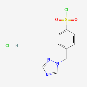 Structure - 4-(1H-1,2,4-Triazol-1-ylmethyl)benzene-1-sulfonyl chloride hydrochloride, 95%