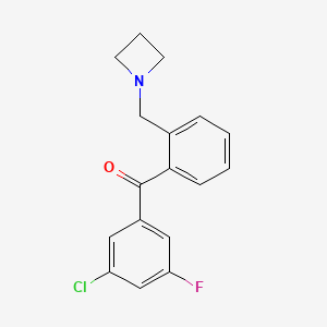 Structure - (2-(Azetidin-1-ylmethyl)phenyl)(3-chloro-5-fluorophenyl)methanone, 95+%