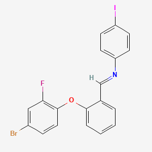 Structure - (1E)-1-[2-(4-Bromo-2-fluorophenoxy)phenyl]-N-(4-iodophenyl)methanimine, 90%