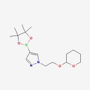 Structure - 1-(2-((Tetrahydro-2H-pyran-2-yl)oxy)ethyl)-4-(4,4,5,5-tetramethyl-1,3,2-dioxaborolan-2-yl)-1H-pyrazole, 98%