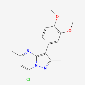 Structure - 7-Chloro-3-(3,4-dimethoxyphenyl)-2,5-dimethylpyrazolo[1,5-a]pyrimidine, 95%
