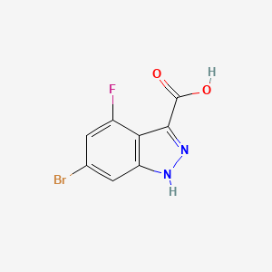 Structure - 6-Bromo-4-fluoro-1H-indazole-3-carboxylic acid, 95+%