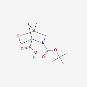 Structure - 5-(tert-Butoxycarbonyl)-1-methyl-2-oxa-5-azabicyclo[2.2.1]heptane-4-carboxylic acid, 95%
