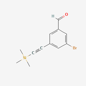 Structure - 3-Bromo-5-((trimethylsilyl)ethynyl)benzaldehyde, 95%