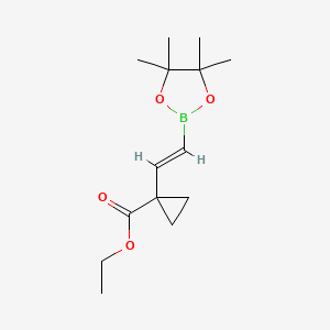 Structure - (E)-Ethyl 1-(2-(4,4,5,5-tetramethyl-1,3,2-dioxaborolan-2-yl)vinyl)cyclopropanecarboxylate, 95%