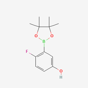 Structure - 4-Fluoro-3-(4,4,5,5-tetramethyl-1,3,2-dioxaborolan-2-yl)phenol, 95%