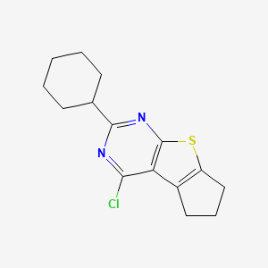 Structure - 4-Chloro-2-cyclohexyl-6,7-dihydro-5H-cyclopenta[4,5]thieno[2,3-d]pyrimidine, 91%