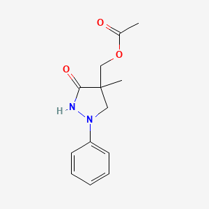 Structure - (4-Methyl-3-oxo-1-phenylpyrazolidin-4-yl)methyl acetate, 90%