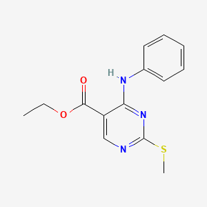Structure - Ethyl 2-(methylthio)-4-(phenylamino)pyrimidine-5-carboxylate, 95+%