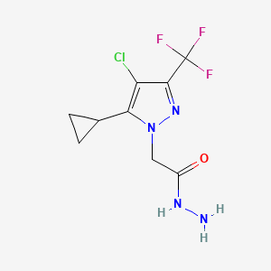 Structure - 2-(4-Chloro-5-cyclopropyl-3-(trifluoromethyl)-1H-pyrazol-1-yl)acetohydrazide, 95%