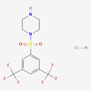Structure - 1-((3,5-Bis(trifluoromethyl)phenyl)sulfonyl)piperazine hydrochloride, 90%