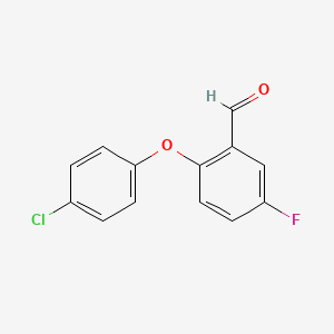 Structure - 2-(4-Chlorophenoxy)-5-fluorobenzaldehyde, 95%