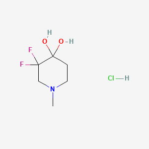 Structure - 3,3-Difluoro-1-methylpiperidine-4,4-diol hydrochloride