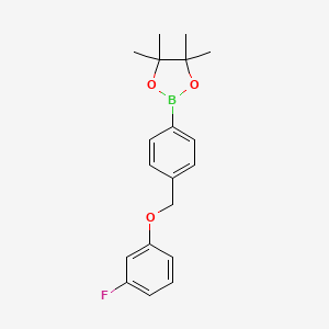 Structure - 2-(4-((3-Fluorophenoxy)methyl)phenyl)-4,4,5,5-tetramethyl-1,3,2-dioxaborolane