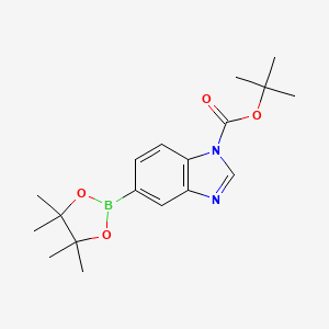 Structure - tert-Butyl 5-(4,4,5,5-tetramethyl-1,3,2-dioxaborolan-2-yl)-1H-benzimidazole-1-carboxylate, tert-Butyl 5-(4,4,5,5-tetramethyl-1,3,2-dioxaborolan-2-yl)-1H-benzo[d]imidazole-1-carboxylate