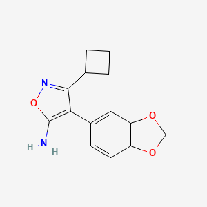Structure - 4-(1,3-Dioxaindan-5-yl)-3-cyclobutyl-1,2-oxazol-5-amine, 4-(2H-1,3-Benzodioxol-5-yl)-3-cyclobutyl-1,2-oxazol-5-amine