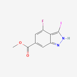 Structure - Methyl 4-fluoro-3-iodo-1H-indazole-6-carboxylate, 4-Fluoro-3-iodo-6-indazolecarboxylic acid methyl ester