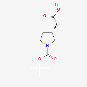 Structure - (R)-2-(1-(tert-Butoxycarbonyl)pyrrolidin-3-yl)acetic acid, [(3R)-1-(tert-butoxycarbonyl)pyrrolidin-3-yl]acetic acid