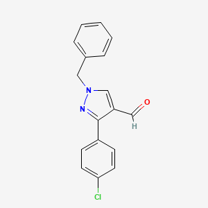 Structure - 1-Benzyl-3-(4-chlorophenyl)-1h-pyrazole-4-carbaldehyde, 1-benzyl-3-(4-chlorophenyl)pyrazole-4-carbaldehyde