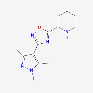 Structure - 5-(Piperidin-2-yl)-3-(1,3,5-trimethyl-1H-pyrazol-4-yl)-1,2,4-oxadiazole